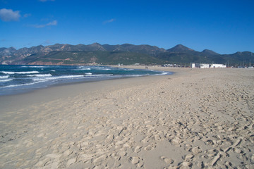 Vista della spiaggia Plage Mesu a Gonnesa