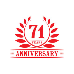 71 years logo design template. Seventy first anniversary vector and illustration.