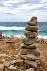 Tower of stones at coast
