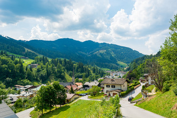 Obraz premium Picturesque alpine mountain town Muhlbach am Hochkonig.