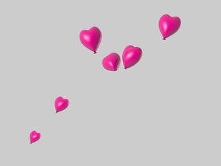 ..3d illustration of heart shaped balloon background