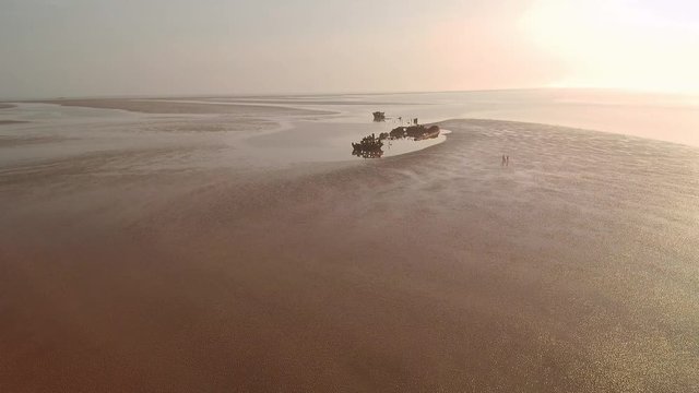 Ionic Star ship wreck (1), Formby, Merseyside, drone flight over at low tide 