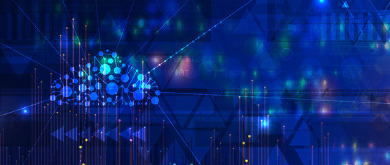 Cloud technology. Integrated digital web concept background