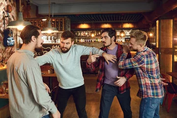 Foto op Plexiglas Drunk people are fighting in a pub. © Studio Romantic