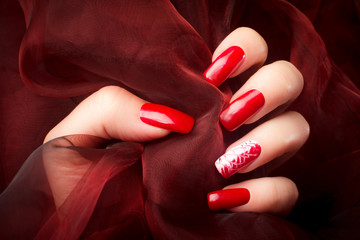 beautiful red nails manicure