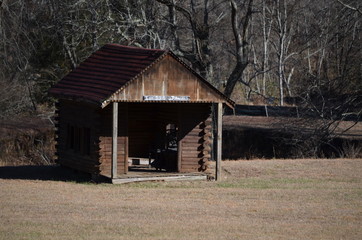 Outbuilding on homestead near river