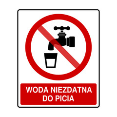 znak zakaz picia wody - obrazy, fototapety, plakaty