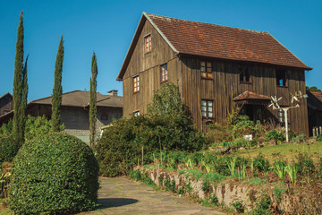 Wooden old house with a garden