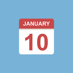 calendar - January 10 icon illustration isolated vector sign symbol