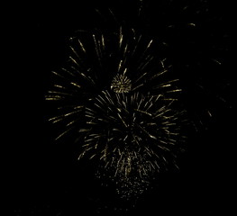 Feuerwerk vor dunklen Nachthimmel - Silvester - Jahresbeginn - guten Rutsch ins neue Jahr