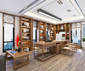 3d render modern office interior