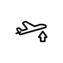 The take-off of the plane is an icon vector. A thin line sign. Isolated contour symbol illustration