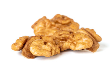 Walnut kernel isolated on white background. Food.