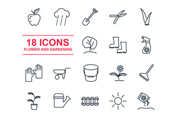 set landscaping nature icon template color editable. Flower and Gardening pack symbol vector sign isolated on white background icons vector illustration for graphic and web design.