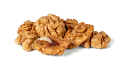 Walnut kernel isolated on white background. Food.