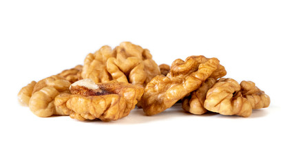 Walnut kernel isolated on white background. Food.