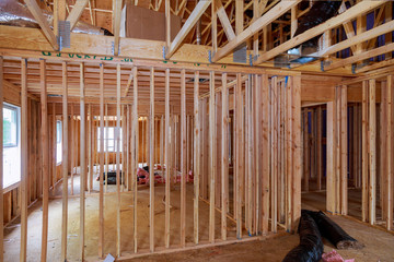 Framing beam of new house under construction home framing