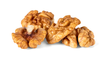 Walnut kernel isolated on white background. Food.