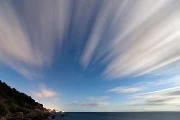 motion of clouds at long exposure