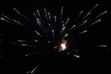 Festive fireworks against the black sky