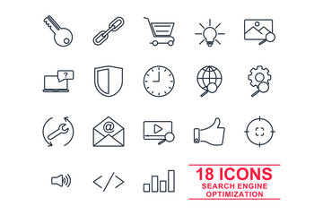 Fototapeta premium set Search Engine Optimization icon template color editable. SEO Elements pack symbol vector sign isolated on white background icons vector illustration for graphic and web design.