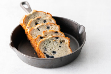 Blueberry muffin loaf bread cake sliced .