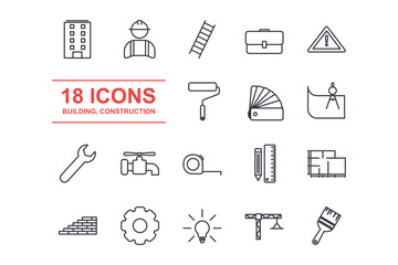 renovation, improvement and repair set icon template color editable. construction pack symbol vector sign isolated on white background icons vector illustration for graphic and web design.