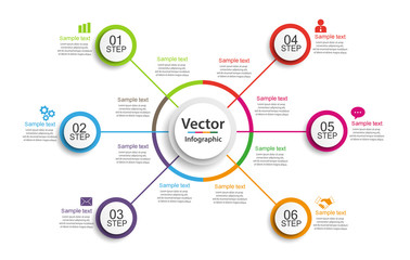 Fototapeta na wymiar Creative concept for infographic. Business data visualization. Abstract elements diagram with 6 steps, options, parts or processes. Vector business template for presentation