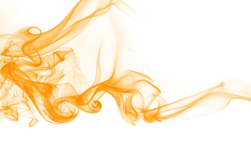 Orange smoke abstract on white background. yellow ink water color