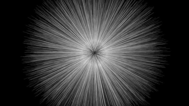 The released energy of white threads on a black background.