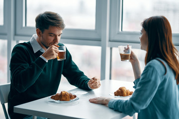 young couple in cafe