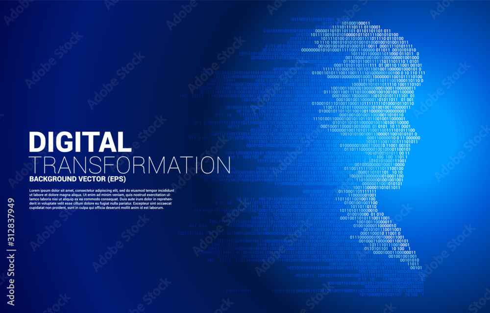 Poster vector silhouette of man head from pixel transformation . concept background human future and techno