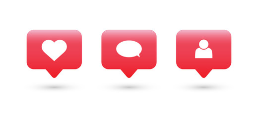 Social media notification icon. Follow, comment, like icon. Vector illustration