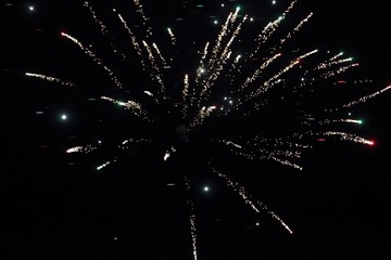 Festive fireworks against the black sky