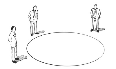 Doodle concept. Group of Businessman with circle. Vector illustration