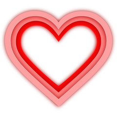 valentine day heart shaped frame in papercut style on white background