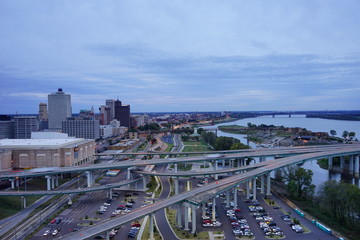 Memphis downtown and riverfront landscape, State of Tennessee