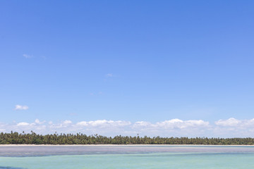 Wonderful beach view in Morro de Sao Paulo, Bahia, Brazil. Sea ​​view. Blue Sky.