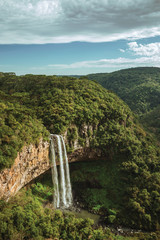 Fototapeta na wymiar Detail of Caracol waterfall falling from a cliff