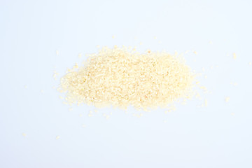 Rice on the white background,grain top view