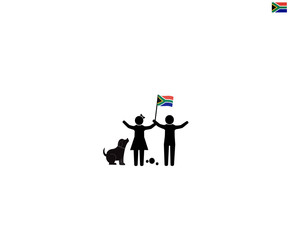  South african children with national flag of the Republic of South Africa, future of South Africa concept, sign symbol background, vector illustration.