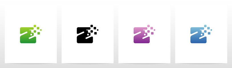 Rounded Edge Pixel Eroded Letter Logo Design Z