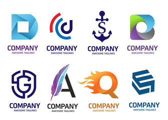 creative initial various letter color vector concept logo set
