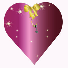 heart with key on ribbon card Valentine love