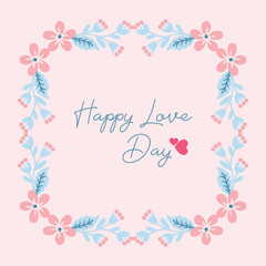 Simple shape Pattern of leaf and floral frame, for happy love day invitation card design. Vector