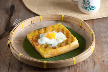 kaya bread with egg typical malaysian breakfast