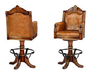 Bar stools two views with clipping path.