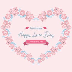 Beautiful Crowd peach floral frame, isolated on a pink elegant background, for happy love day greeting card template design. Vector