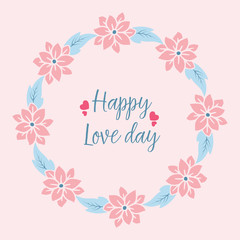 Beautiful Crowd peach floral frame, isolated on a pink elegant background, for happy love day greeting card template design. Vector