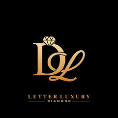 Initial Letter Luxury DL with diamond. Diamond Icon in Flat Style Logo.